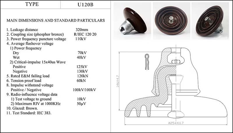 U120B 120kN Disc insulator drawing