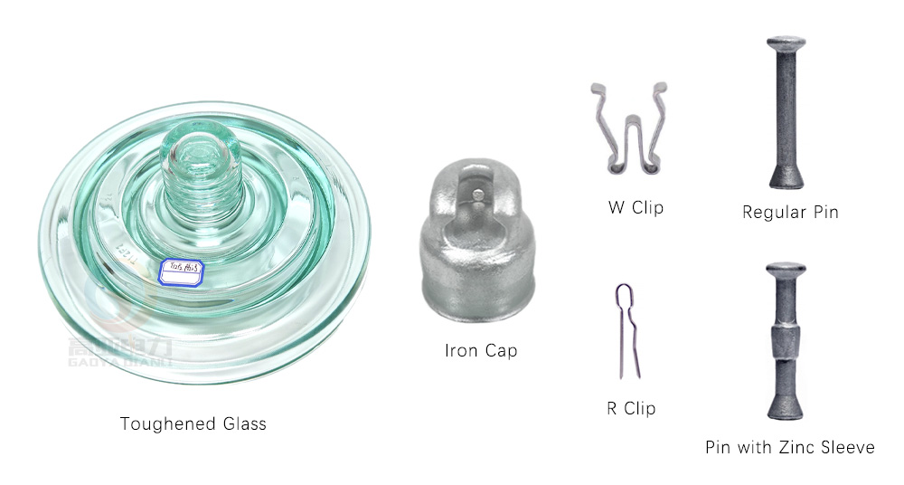 Components of a glass disc insulator