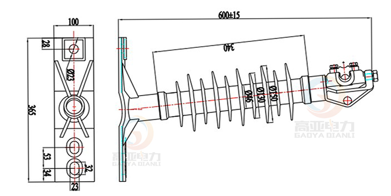 horizontal line post insulator drawing